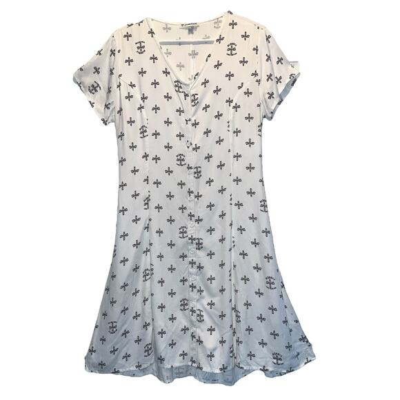 Rock by Junkfood White Button Front Blondie Camp Funtime Print Dress Large - Picture 1 of 9